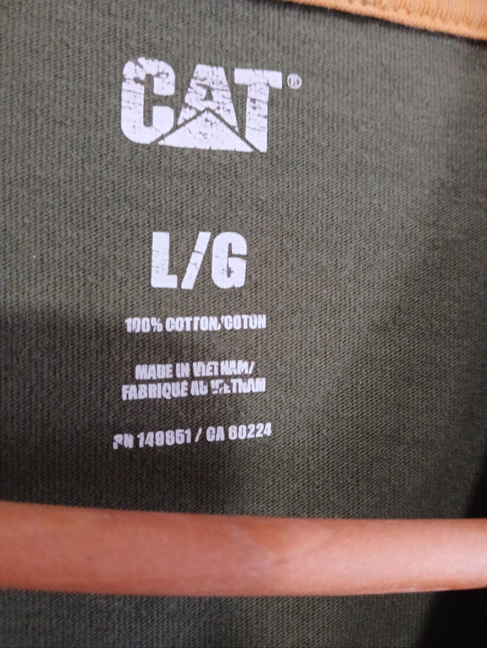 CAT Caterpillar Olive Military Green Trademark Logo Graphic Tee T-Shirt Large - Picture 5 of 6
